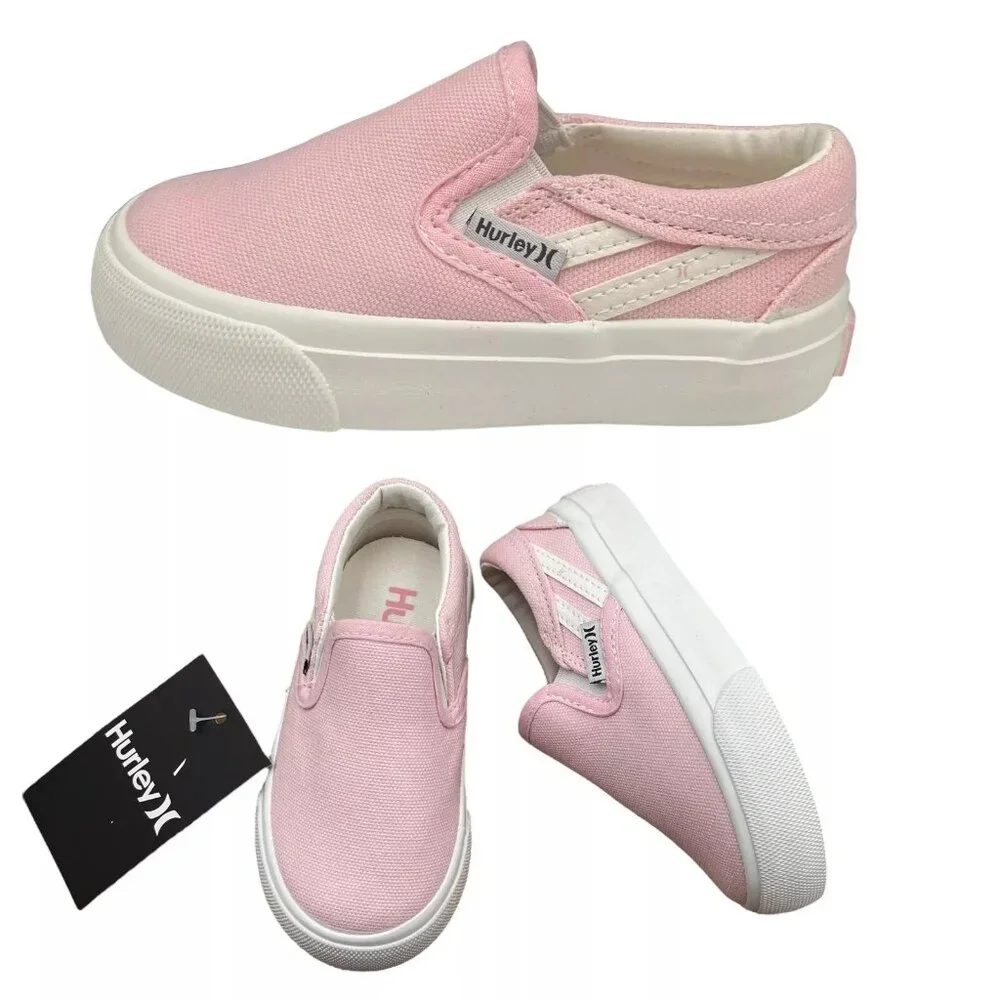 Hurley Toddler Girls Casual‎ Slip-on Shoes Size 7 Light Pink White Canva Upper